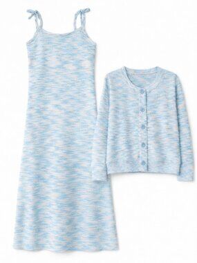 Light Blue Knit Dress & Cardigan Set NWT – Soft Cozy Lounge Set Size S